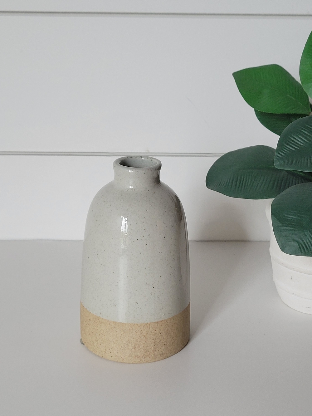 Hearth & Hand Two-Tone Ceramic Bud Vase in Cream and Tan